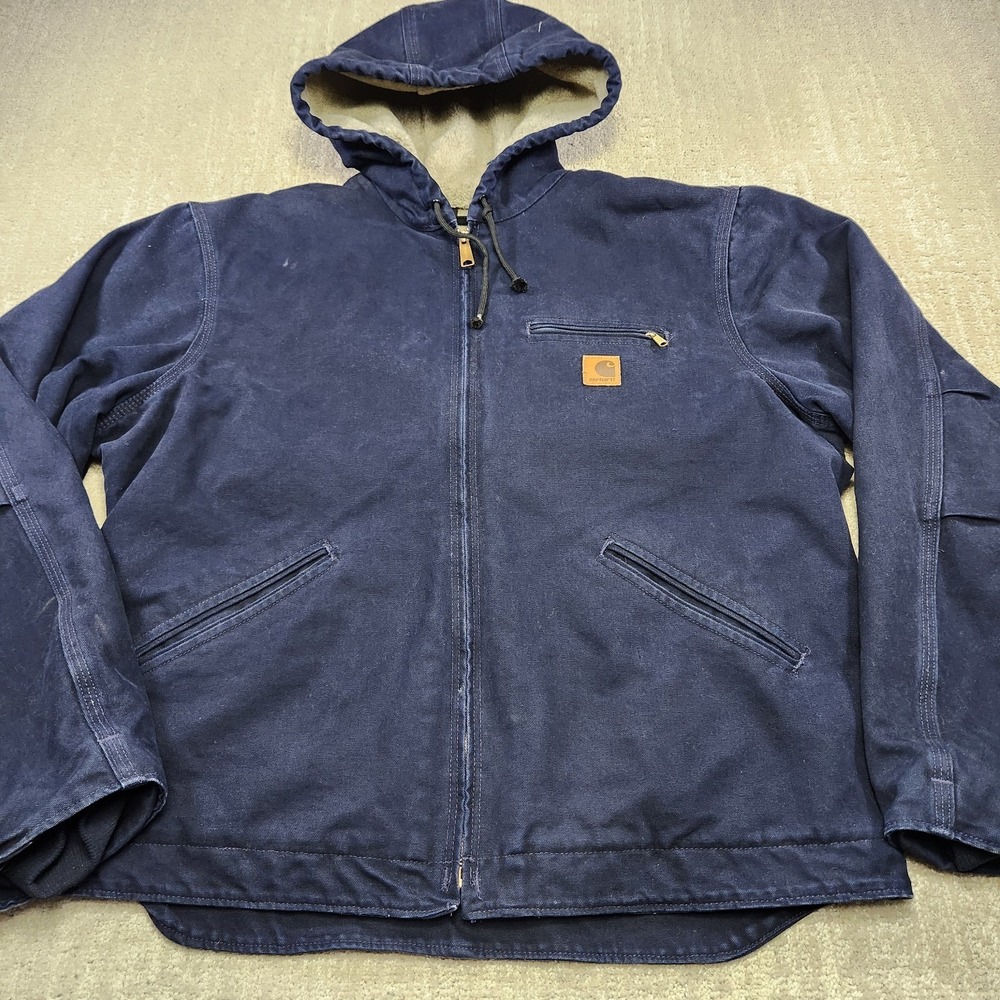 Vintage Carhartt‎ Jacket Men Large Blue Hooded Detroit J141 MDT Sierra Grail